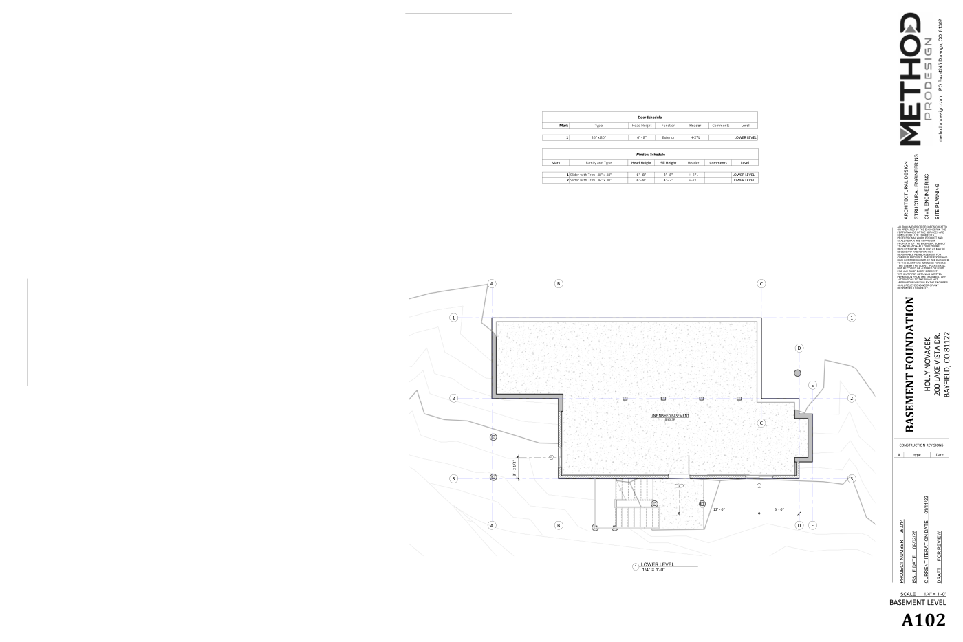 Basement level plan drawing; open full foundation PDF