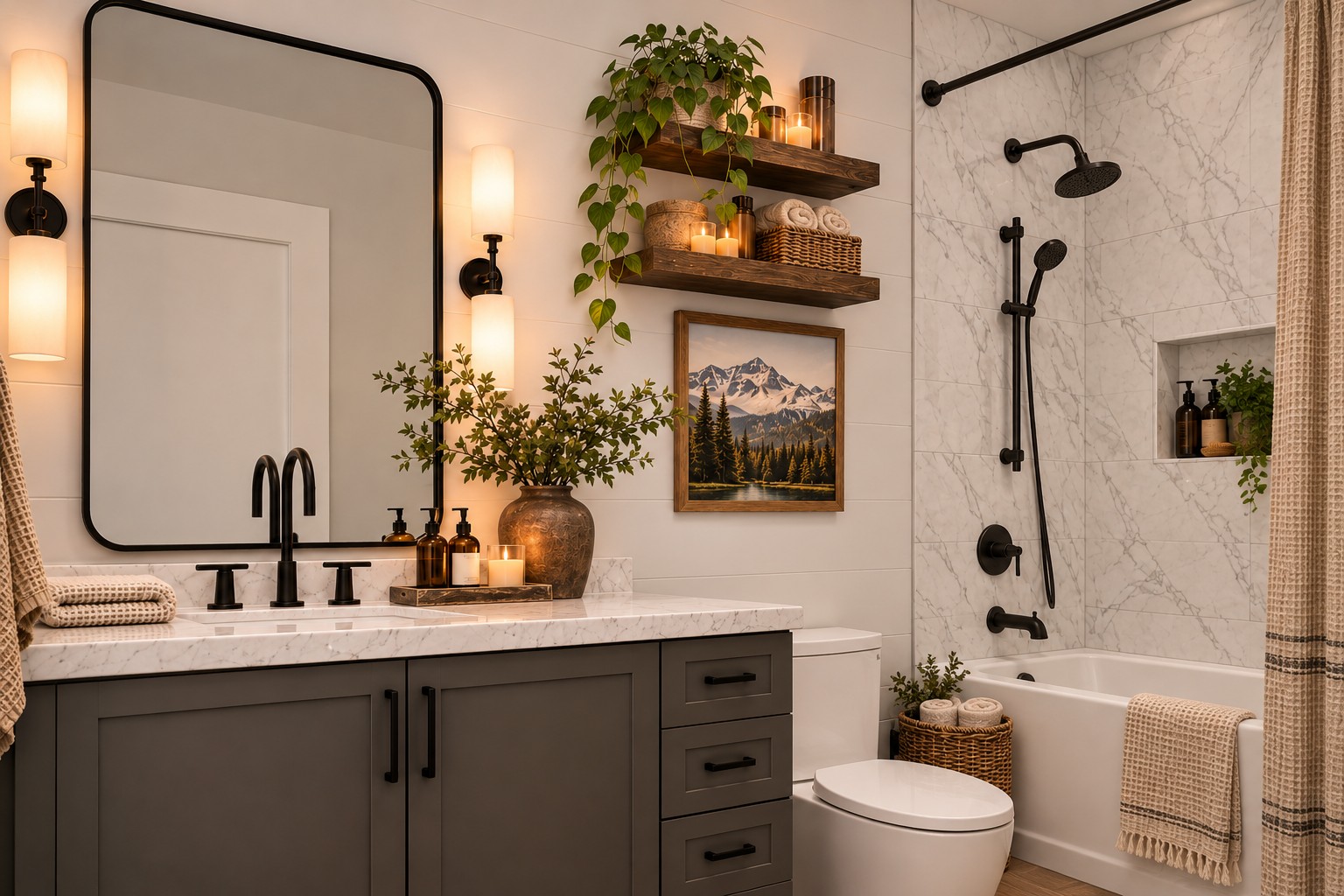 Proposed a fresh family bathroom interior rendering